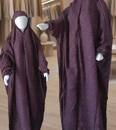 Mother Daughter Namaz Chadar (Maroon & Blue) Kid Age 4 to 8