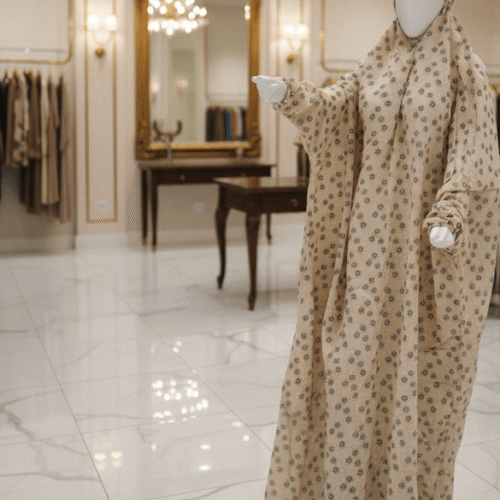 Arabic Jilbab Namaz Chadar (Cream & Green)