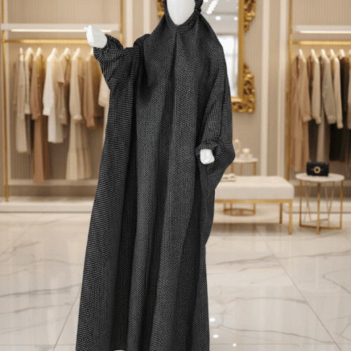 Arabic Jilbab Namaz Chadar (White Polka Dot)