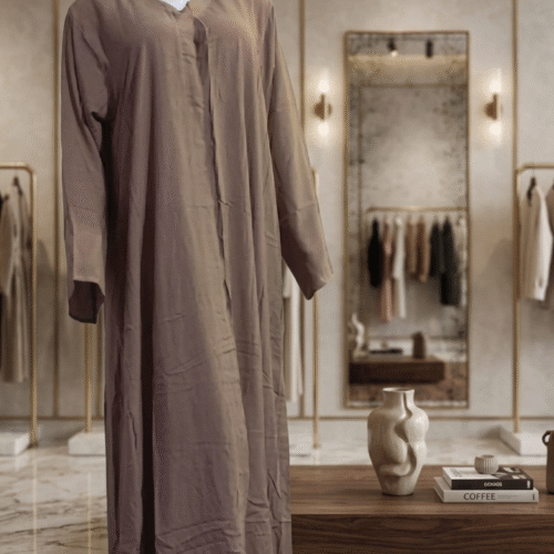 Malai Lawn Umrah Abaya (Light Brown)