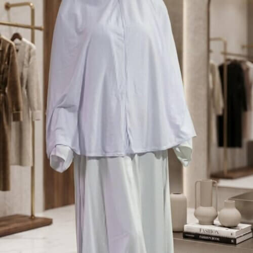 Malai Lawn Umrah Abaya (White)